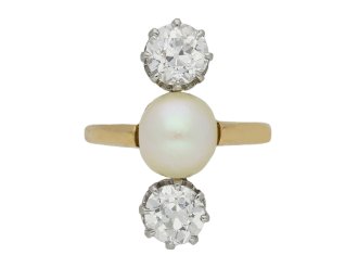 Belle Époque natural pearl and diamond ring, circa 1910.