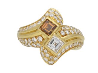 Two stone diamond crossover ring Boucheron berganza hatton garden