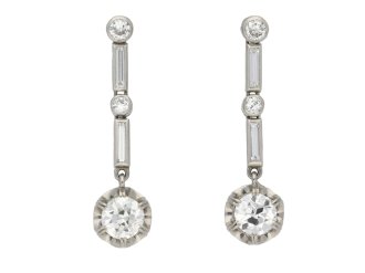 Art Deco diamond drop earrings berganza hatton garden