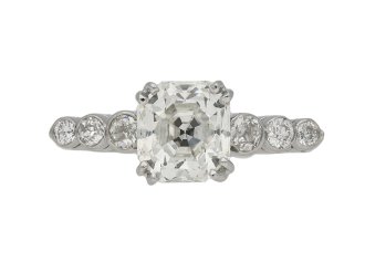 Art Deco Asscher cut diamond solitaire ring berganza hatton garden