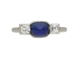 Art Deco sapphire diamond three stone ring berganza hatton garden