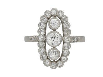 Belle Epoque diamond cluster ring, French, circa 1915.