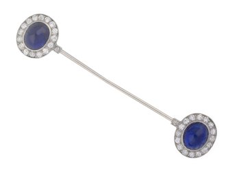 Cartier Paris sapphire and diamond jabot pin, French, 1918.