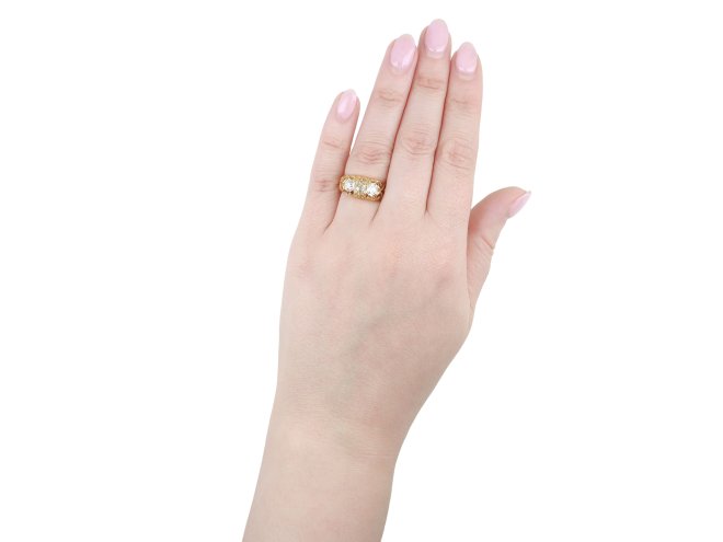 Antique diamond three stone ring, circa 1900.