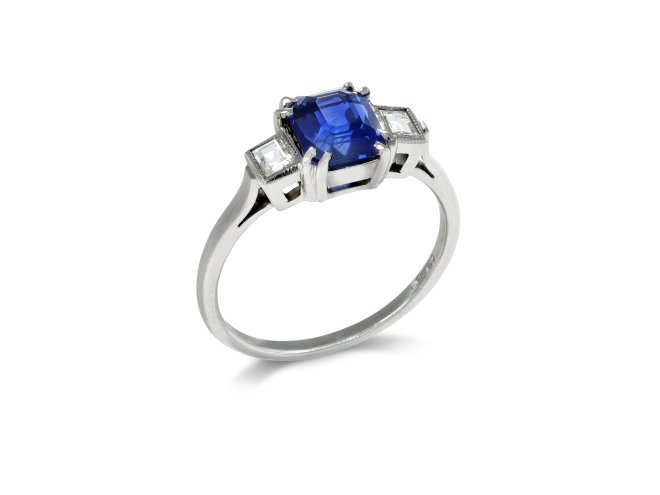 Art Deco Burmese sapphire and diamond ring, circa 1925.
