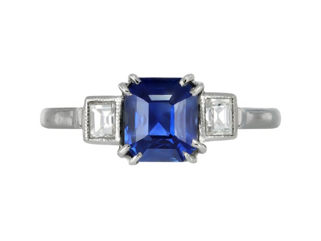 Art Deco Burmese sapphire and diamond ring, circa 1925.