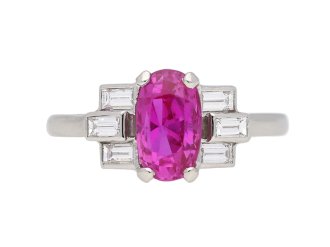 Art Deco pink sapphire and diamond ring berganza hatton garden