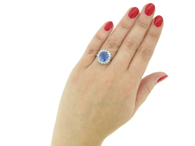 Belle &Eacute;poque sapphire diamond cluster ring berganza hatton garden
