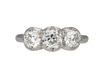 Diamond three stone ring berganza hatton garden