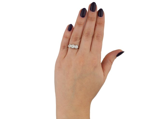 Diamond three stone ring berganza hatton garden