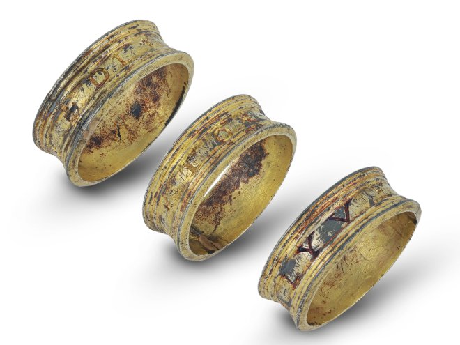 Post Medieval silver gilt ring, circa 15th 17th century. 