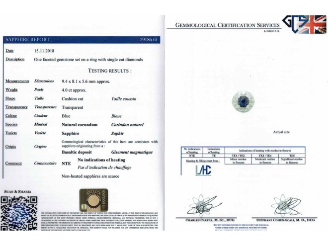 Vintage sapphire and diamond bomb&eacute; cluster ring, circa 1970.