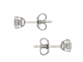Art Deco French cut diamond stud earrings, circa 1930.
