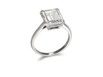 5.13 carat emerald cut diamond solitaire ring, circa 1950.
