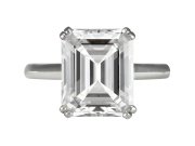 5.13 carat emerald cut diamond solitaire ring, circa 1950.