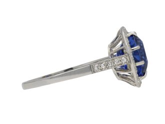 Burmese sapphire and diamond coronet cluster ring, circa 1920.