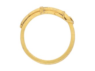 15th century engraved gold buckle ring, circa 1500. Hatton garden