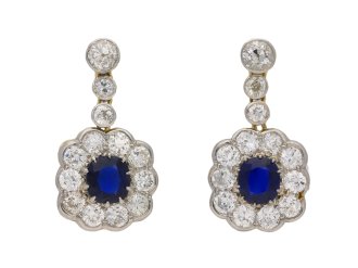 Antique Burmese sapphire diamond earrings berganza hatton garden