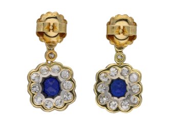 Antique Burmese sapphire diamond earrings berganza hatton garden