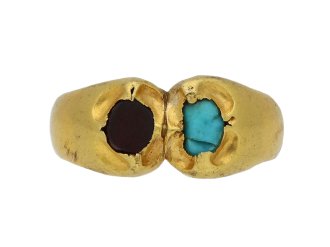 Medieval garnet and turquoise finger ring berganza hatton garden