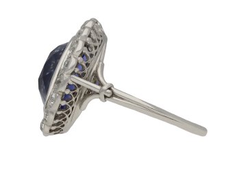 Colour change Ceylon sapphire diamond cluster ring hatton garden