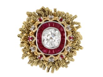 Vintage diamond and ruby ring by Sterlé, French hatton garden