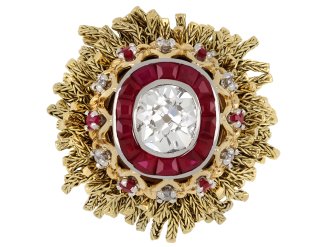 Vintage diamond and ruby ring by Sterlé, French hatton garden