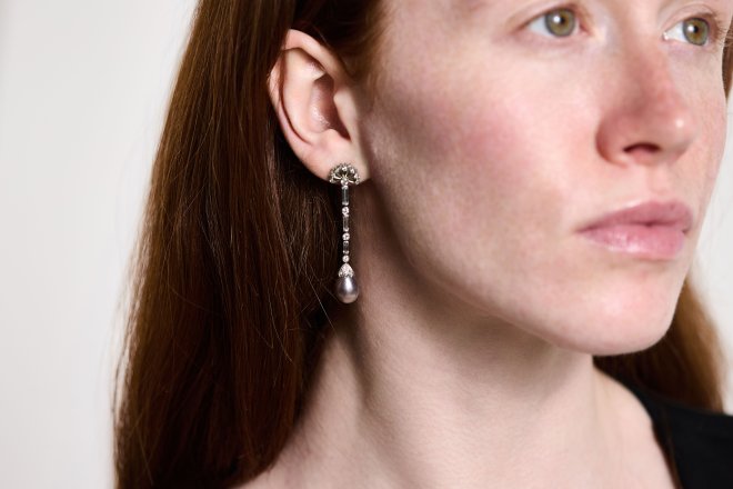Vintage natural pearl and diamond earrings berganza hatton garden