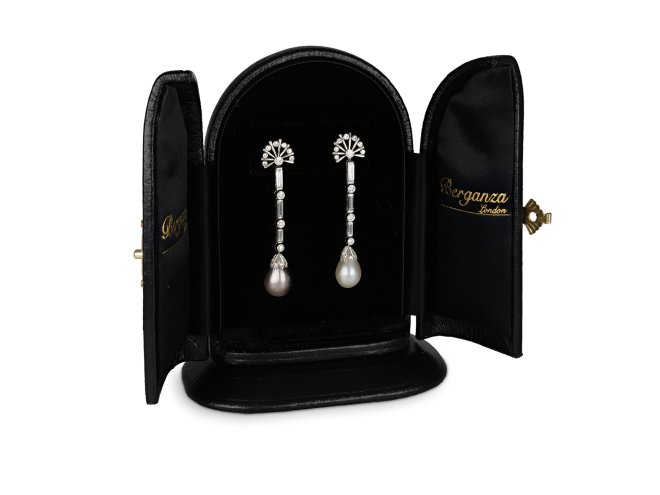 Vintage natural pearl and diamond earrings berganza hatton garden