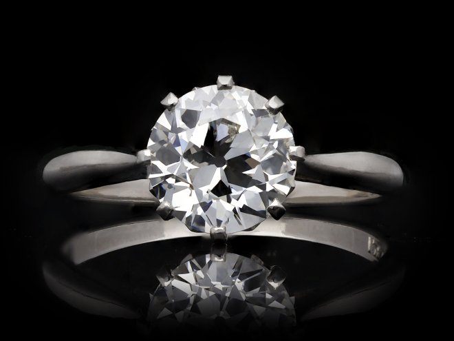 Edwardian diamond solitaire ring, circa 1910. Hatton Garden