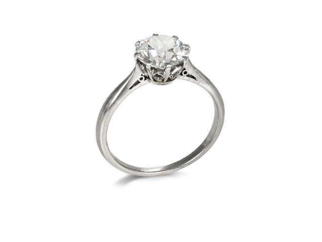 Edwardian diamond solitaire ring, circa 1910.