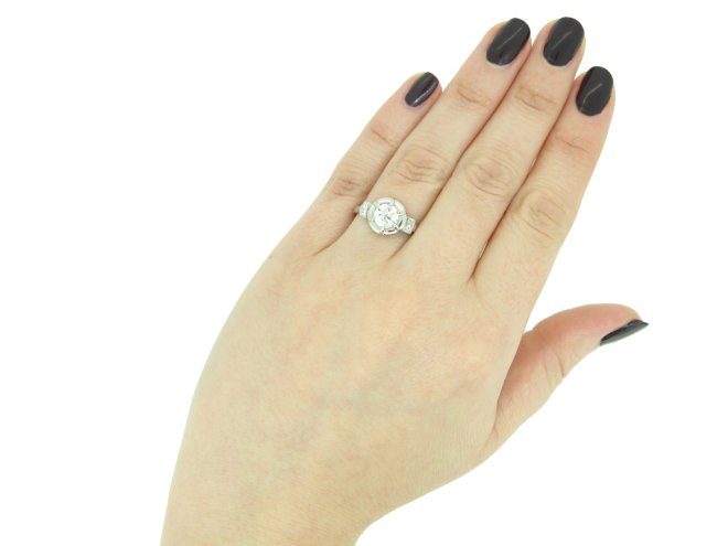 Art Deco diamond flanked solitaire ring berganza hatton garden