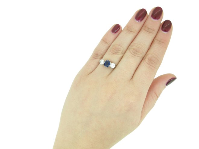 Sapphire and diamond three stone ring berganza hatton garden