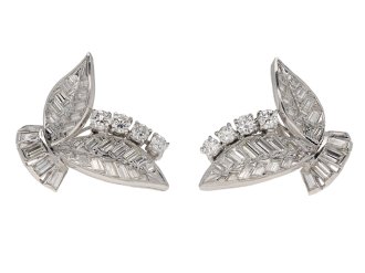 Vintage Diamond Leaf Shape Earrings berganza hatton garden