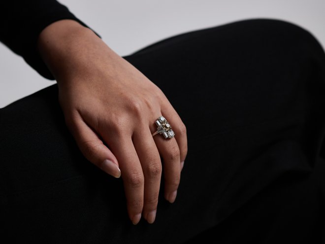 Art Deco fancy coloured diamond ring, berganza hatton garden