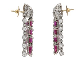 Ruby and diamond tassle earrings berganza hatton garden