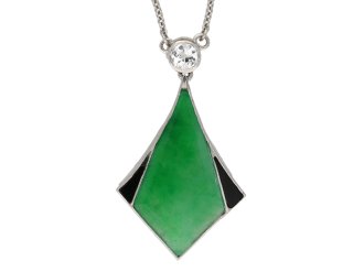 Art Deco jade and onyx pendant berganza hatton garden