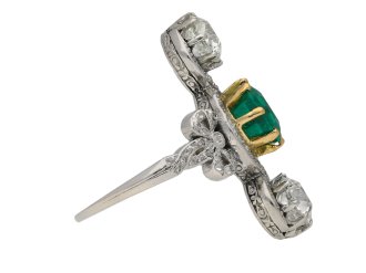 Edwardian emerald diamond crossover ring berganza hatton garden