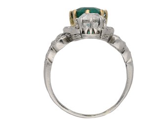 Edwardian emerald diamond crossover ring berganza hatton garden