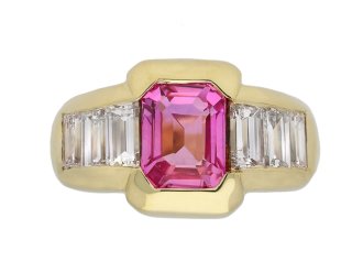 Ceylon pink sapphire and diamond ring berganza hatton garden