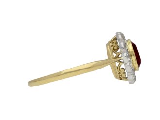 Edwardian Burmese ruby and diamond coronet cluster ring, circa 1910.