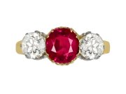Belle &Eacute;poque ruby and diamond three stone ring, French, circa 1910.