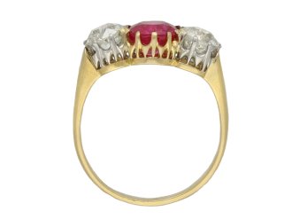  Belle Époque ruby diamond three stone ring berganza hatton garden