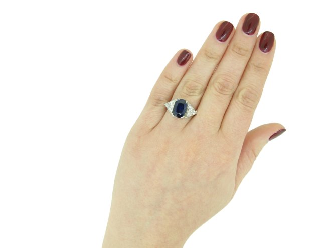 Vintage Burmese sapphire and diamond ring berganza hatton garden