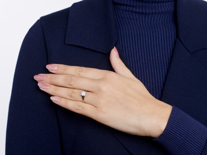 Old cut diamond solitaire ring, circa 1935.