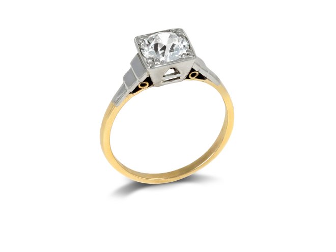 Old cut diamond solitaire ring, circa 1935.