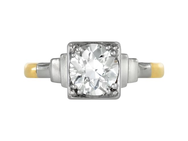 Old cut diamond solitaire ring, circa 1935.