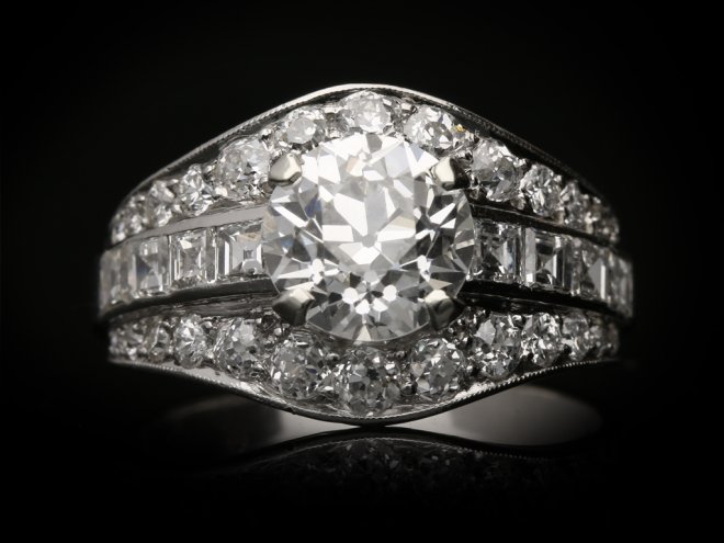 Art Deco diamond cluster ring, circa 1935. 