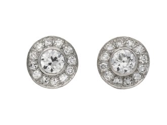 Art Deco diamond cluster earrings, berganza hatton garden