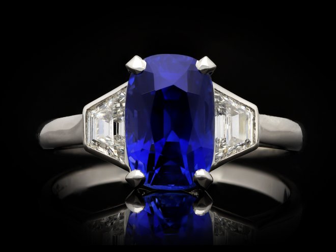 Burmese sapphire and diamond ring, circa 1950.  Hatton Garden